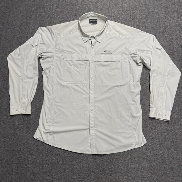 Grundens Performance Fishing Shirt Mens XL Gray Long Sleeve Button Up Vented - Picture 1 of 6